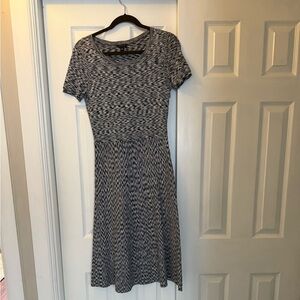 Ann Taylor Black and Gray Midi Dress